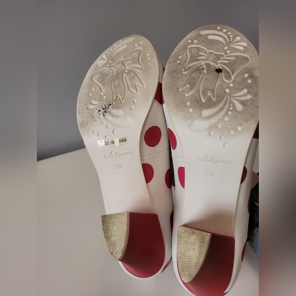 Lola Ramona Red And White Polka Dot Heels, VGUC, Size 39 - Picture 10 of 11